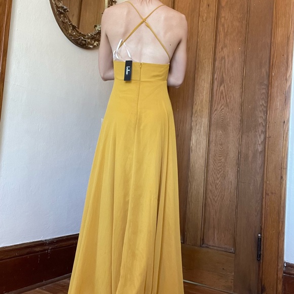 NWT Gold Lulus floor-length dress - Picture 4 of 5
